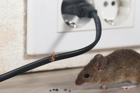 An electrical wire and a mouse